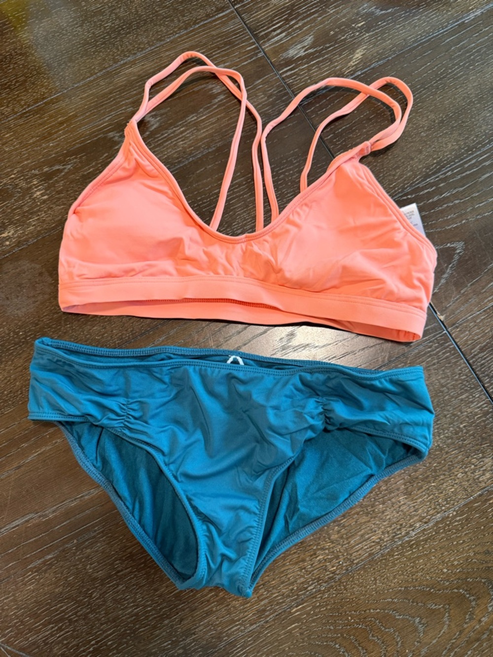 O'Neill Coral Bikini Top with Teal Bikini Bottom